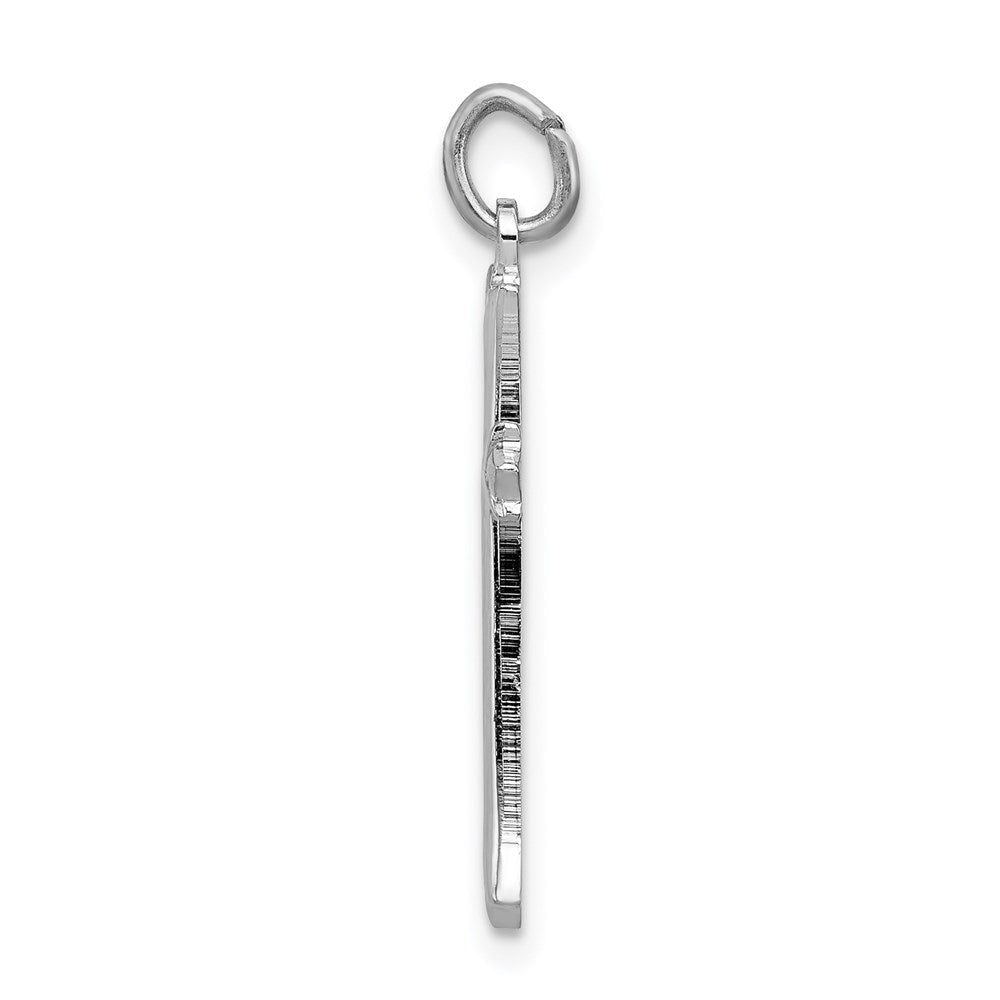 Sterlingsilber Rhodiniert Fleur De Lis Kreuz Charm