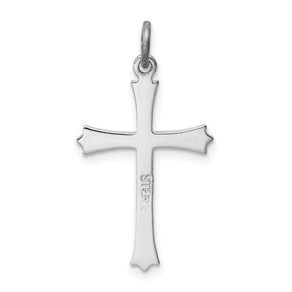 Sterlingsilber Rhodiniert Fleur De Lis Kreuz Charm