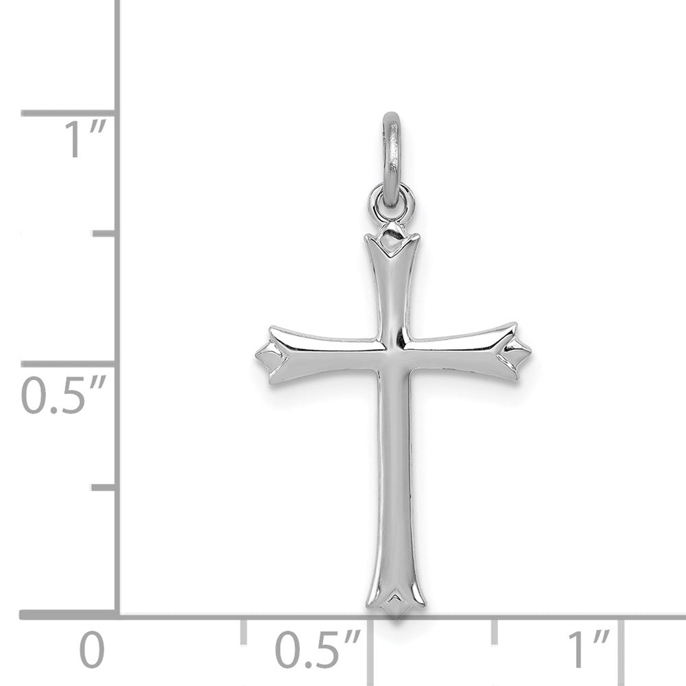Sterlingsilber Rhodiniert Fleur De Lis Kreuz Charm