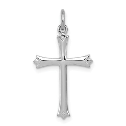 Sterlingsilber Rhodiniert Fleur De Lis Kreuz Charm