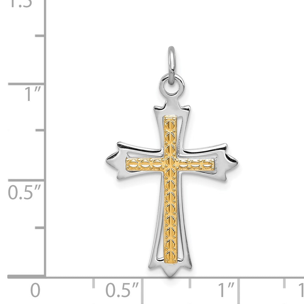 Sterlingsilber Rhodiniert & Vergoldet Kreuz Anhänger