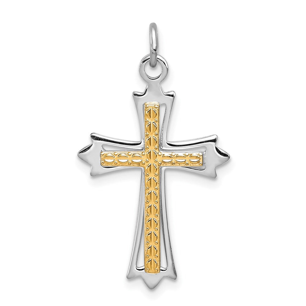 Sterlingsilber Rhodiniert & Vergoldet Kreuz Anhänger