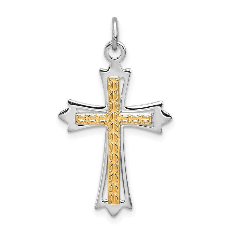 Sterlingsilber Rhodiniert & Vergoldet Kreuz Anhänger