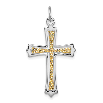 Sterlingsilber Rhodiniert & Vergoldet Kreuz Anhänger