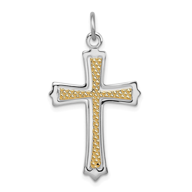 Sterlingsilber Rhodiniert & Vergoldet Kreuz Anhänger