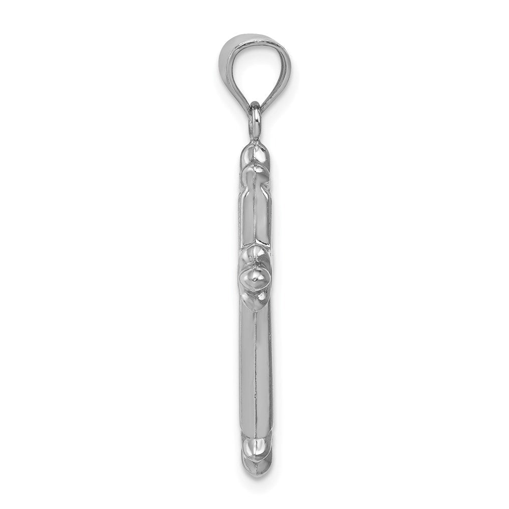 Sterlingsilber Rhodiniert Fleur-de-lis Kreuz Anhänger