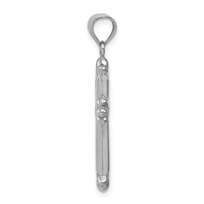 Sterlingsilber Rhodiniert Fleur-de-lis Kreuz Anhänger
