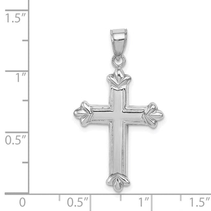 Sterlingsilber Rhodiniert Fleur-de-lis Kreuz Anhänger