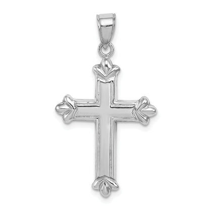 Sterlingsilber Rhodiniert Fleur-de-lis Kreuz Anhänger