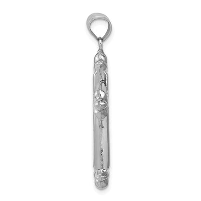 Sterlingsilber Rhodiniert Fleur-de-lis Kreuz Anhänger