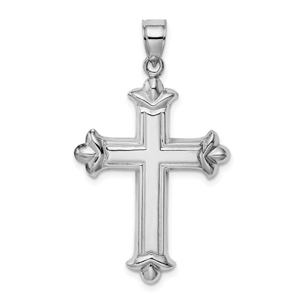 Sterlingsilber Rhodiniert Fleur-de-lis Kreuz Anhänger