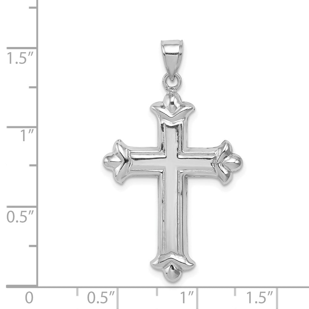 Sterlingsilber Rhodiniert Fleur-de-lis Kreuz Anhänger