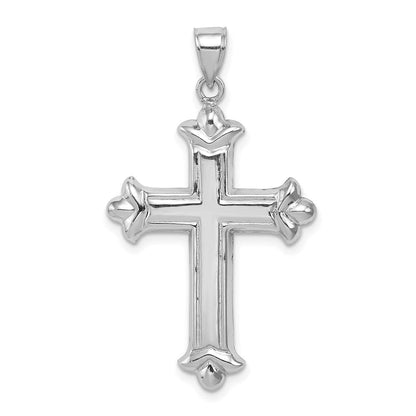 Sterlingsilber Rhodiniert Fleur-de-lis Kreuz Anhänger