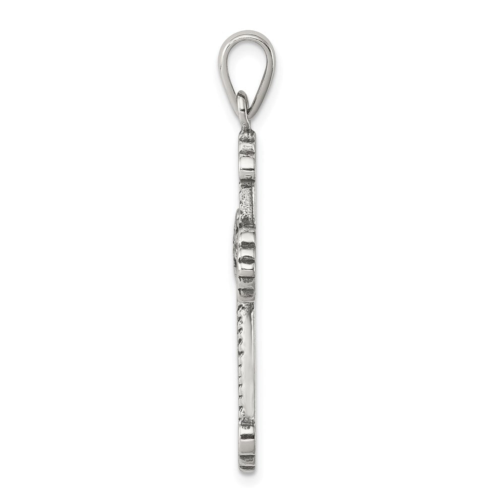 Sterlingsilber Antikisiert Fleur De Lis Kreuz Anhänger