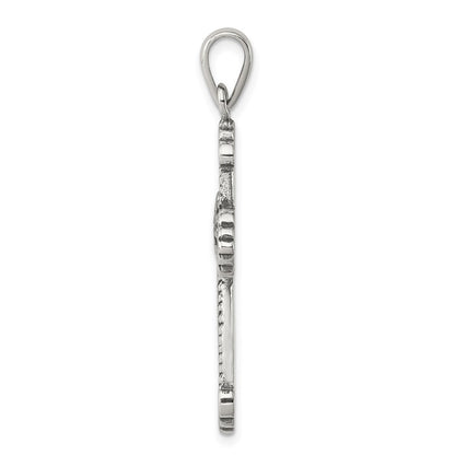 Sterlingsilber Antikisiert Fleur De Lis Kreuz Anhänger