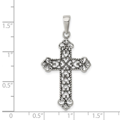 Sterlingsilber Antikisiert Fleur De Lis Kreuz Anhänger