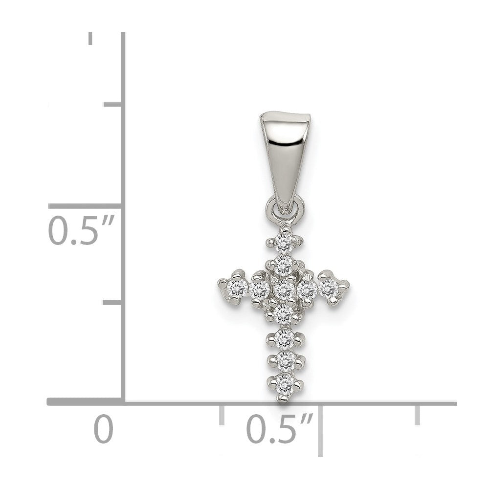 Sterlingsilber Rhodiniert Zirkonia Kreuz Anhänger