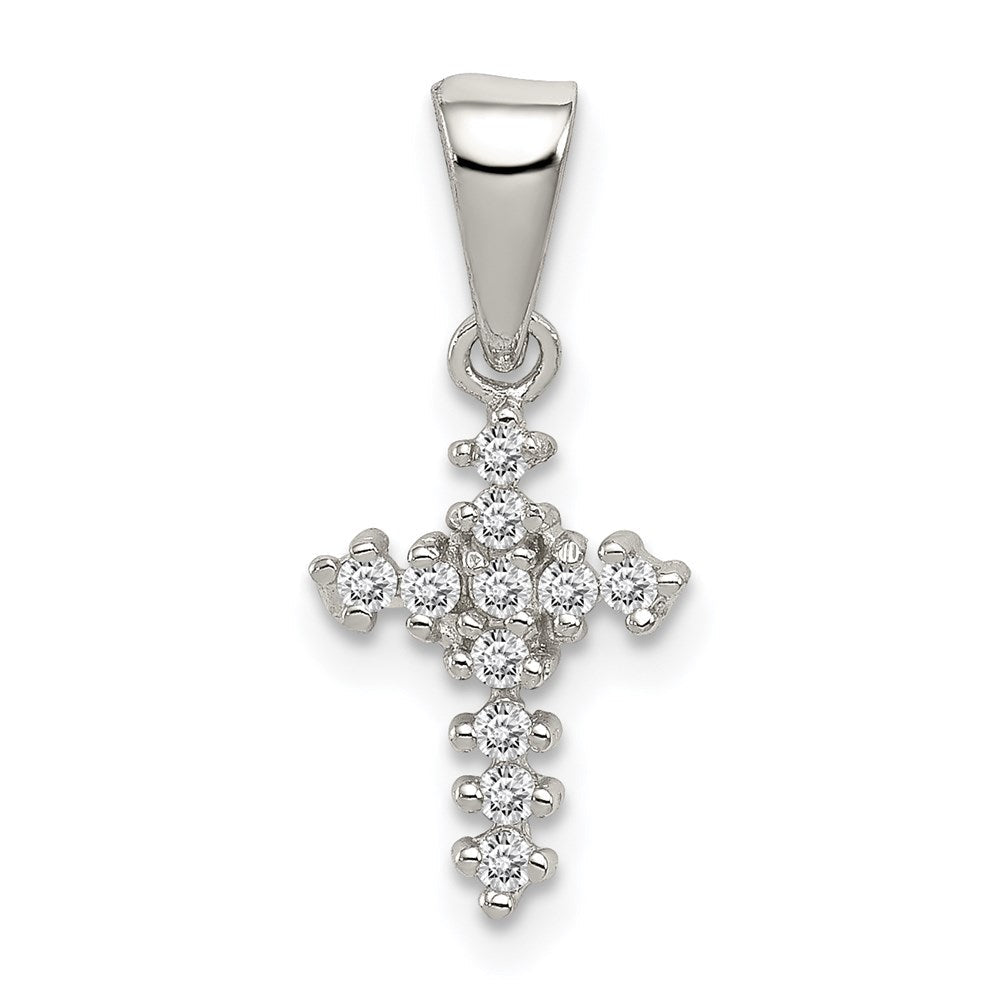 Sterlingsilber Rhodiniert Zirkonia Kreuz Anhänger