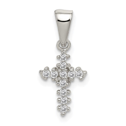 Sterlingsilber Rhodiniert Zirkonia Kreuz Anhänger