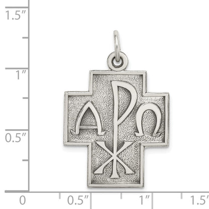 Sterlingsilber Antikisiert Alpha Omega Kreuz Anhänger