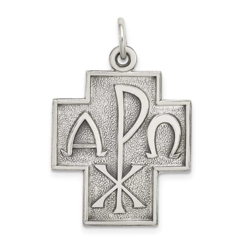 Sterlingsilber Antikisiert Alpha Omega Kreuz Anhänger