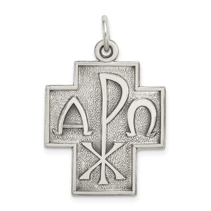 Sterlingsilber Antikisiert Alpha Omega Kreuz Anhänger