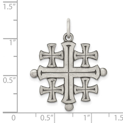 Sterlingsilber Antikisiert Jerusalem Kreuz Anhänger