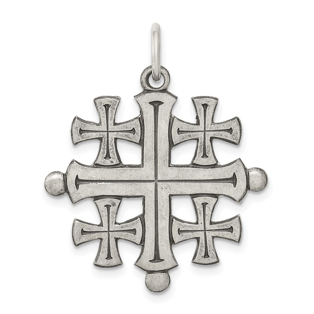 Sterlingsilber Antikisiert Jerusalem Kreuz Anhänger
