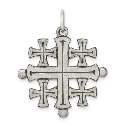 Sterlingsilber Antikisiert Jerusalem Kreuz Anhänger