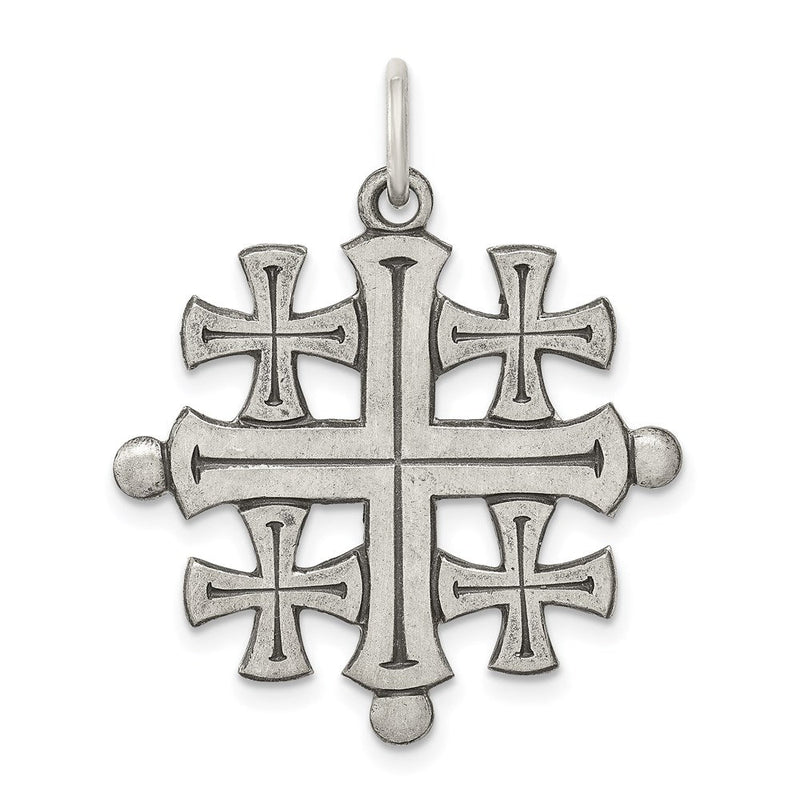 Sterlingsilber Antikisiert Jerusalem Kreuz Anhänger