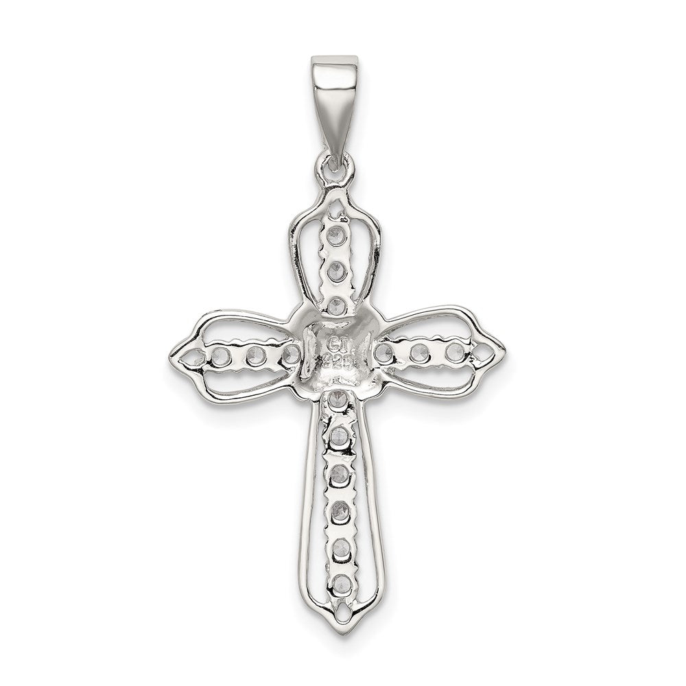 Sterlingsilber Rhodiniert Zirkonia Kreuz Anhänger