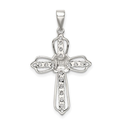 Sterlingsilber Rhodiniert Zirkonia Kreuz Anhänger