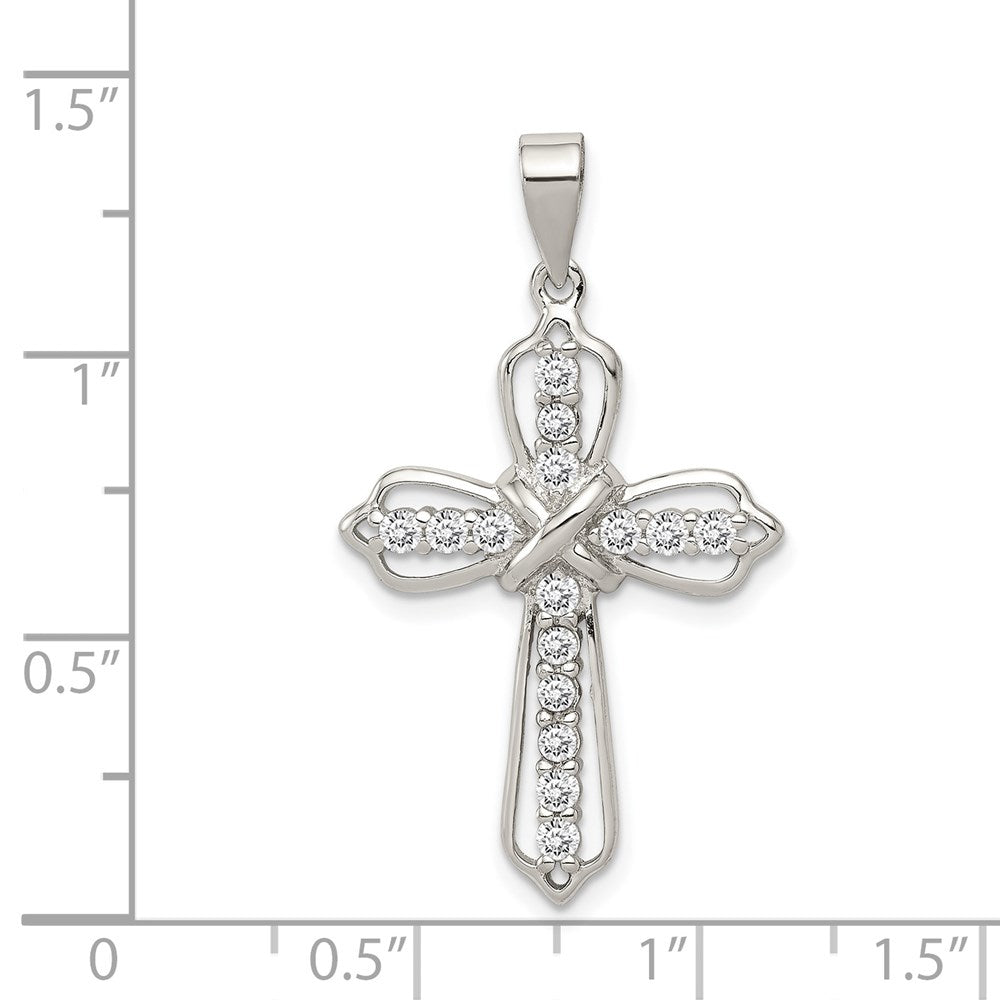 Sterlingsilber Rhodiniert Zirkonia Kreuz Anhänger