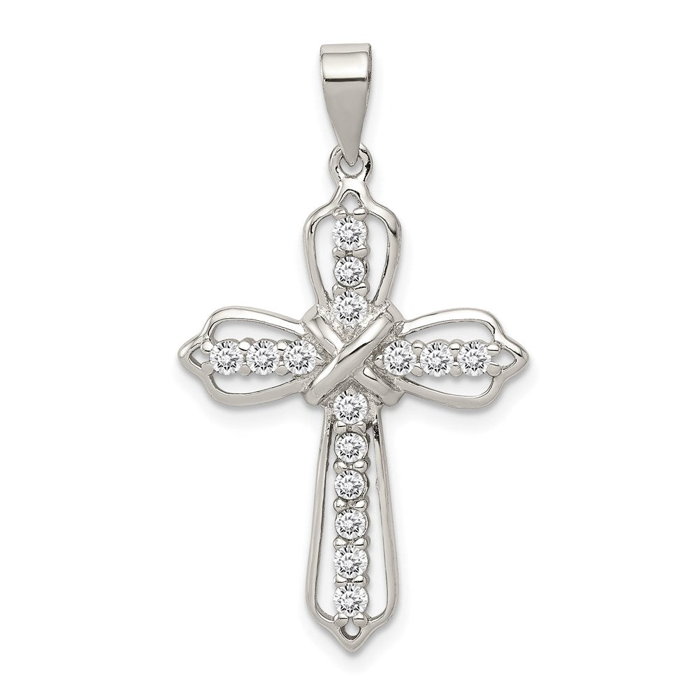 Sterlingsilber Rhodiniert Zirkonia Kreuz Anhänger