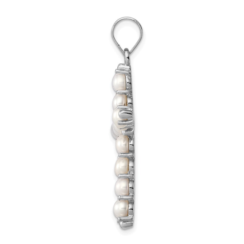 Sterlingsilber Rhodium-platedfw Zuchtperle Kreuz Anhänger