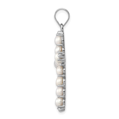 Sterlingsilber Rhodium-platedfw Zuchtperle Kreuz Anhänger