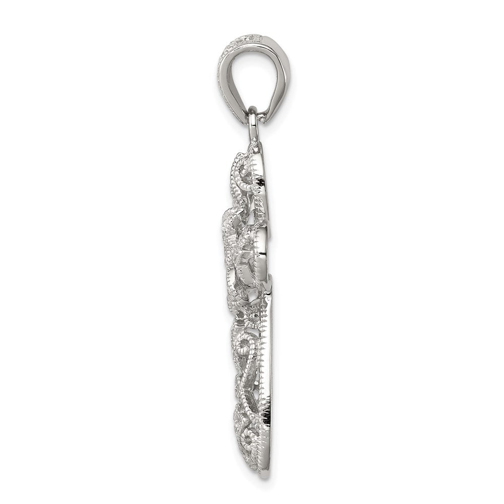 Sterlingsilber Rhodiniert Zirkonia Kreuz Anhänger