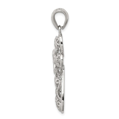 Sterlingsilber Rhodiniert Zirkonia Kreuz Anhänger
