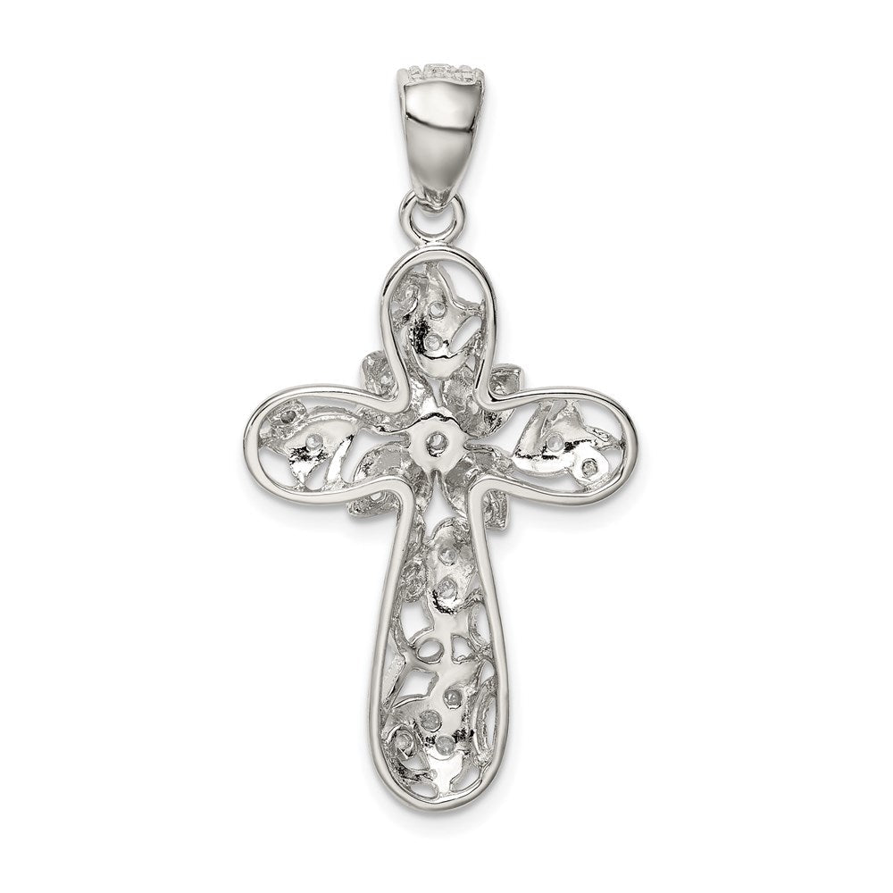 Sterlingsilber Rhodiniert Zirkonia Kreuz Anhänger