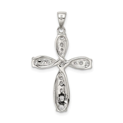 Sterlingsilber Rhodiniert Zirkonia Kreuz Anhänger