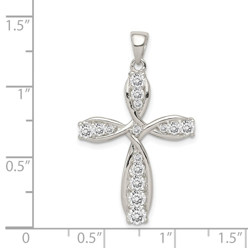 Sterlingsilber Rhodiniert Zirkonia Kreuz Anhänger