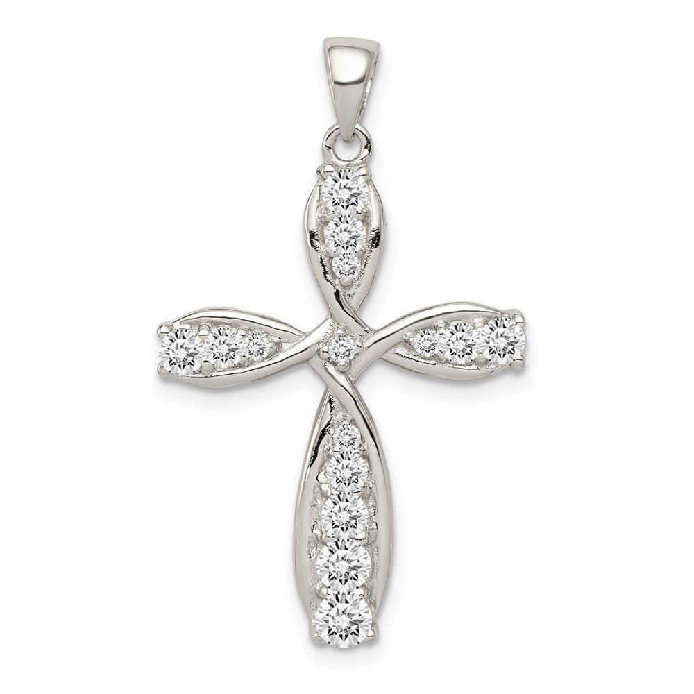Sterlingsilber Rhodiniert Zirkonia Kreuz Anhänger
