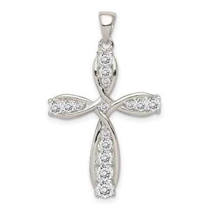 Sterlingsilber Rhodiniert Zirkonia Kreuz Anhänger