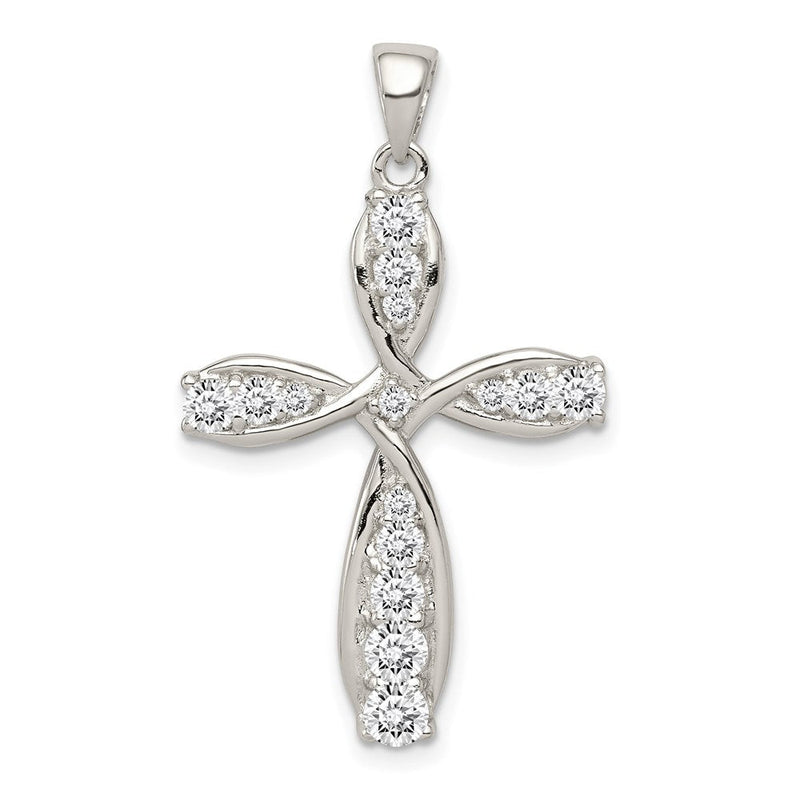 Sterlingsilber Rhodiniert Zirkonia Kreuz Anhänger