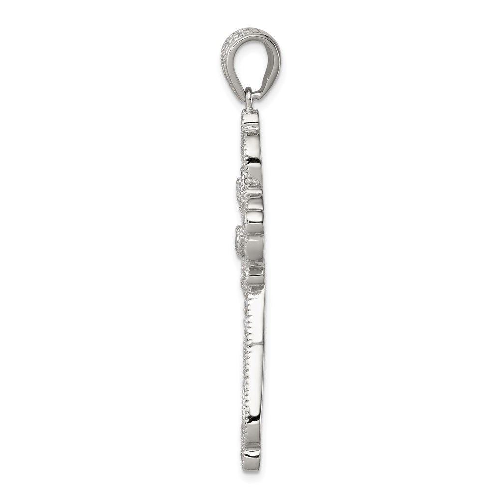 Sterlingsilber Rhodiniert Zirkonia Filigran Kreuz Anhänger