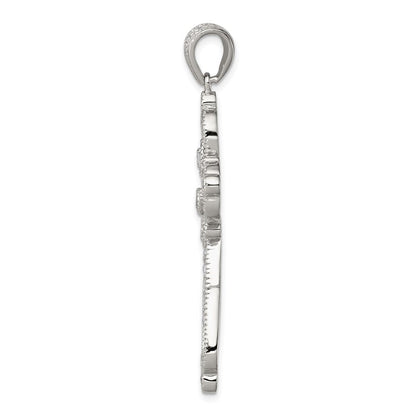 Sterlingsilber Rhodiniert Zirkonia Filigran Kreuz Anhänger
