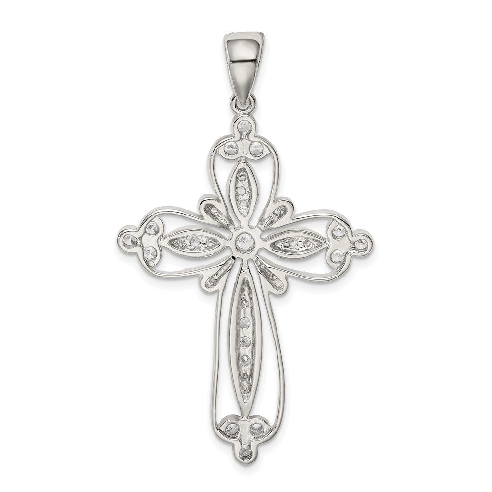 Sterlingsilber Rhodiniert Zirkonia Filigran Kreuz Anhänger