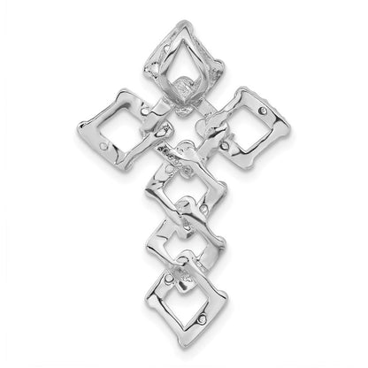 Sterlingsilber Poliert Zirkonia Kreuz Kette Anhänger