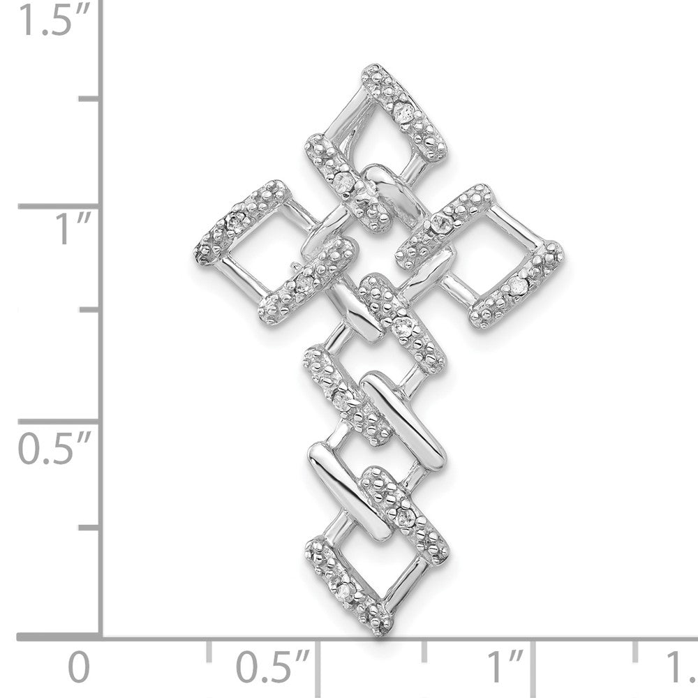 Sterlingsilber Poliert Zirkonia Kreuz Kette Anhänger