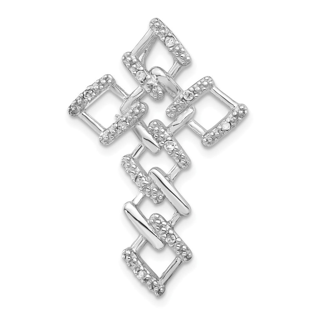Sterlingsilber Poliert Zirkonia Kreuz Kette Anhänger
